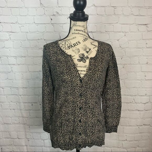 Ann Taylor Factory Leopard Button Cardigan Size Medium - Picture 1 of 6